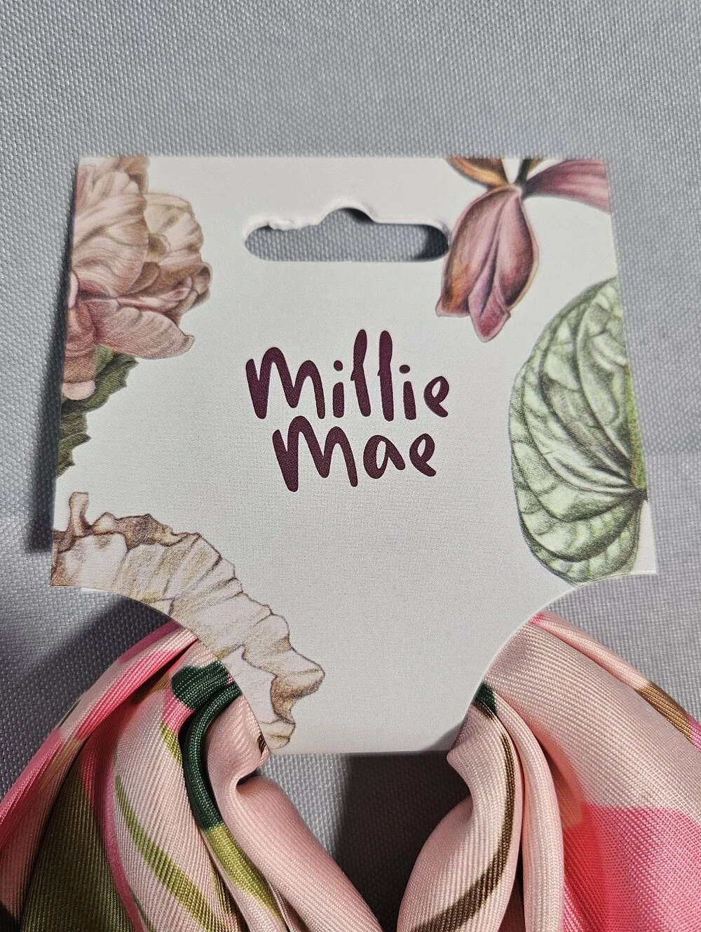 Millie Mae Cottagecore Romantic Floral Pink Chartreuse Square Scarf NWT